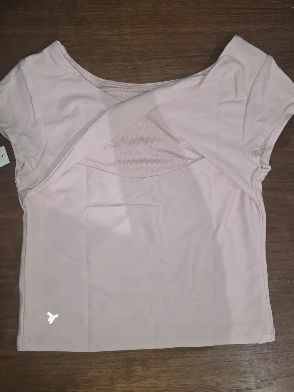 NWT Pink Youth PowerSoft Fitted Cropped Top with twist back OLD NAVY Size 8